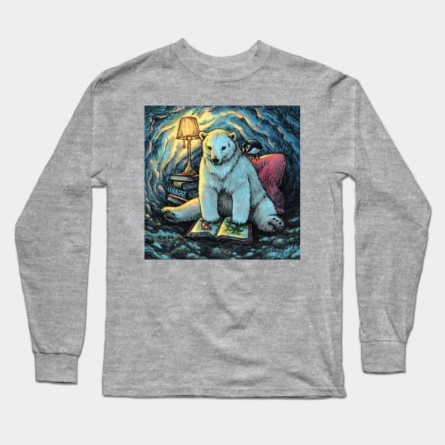 Cozy Polar Bear Long Sleeve T-Shirt by Elisabeth Alba